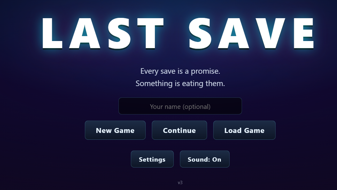 Last Save — Title screen